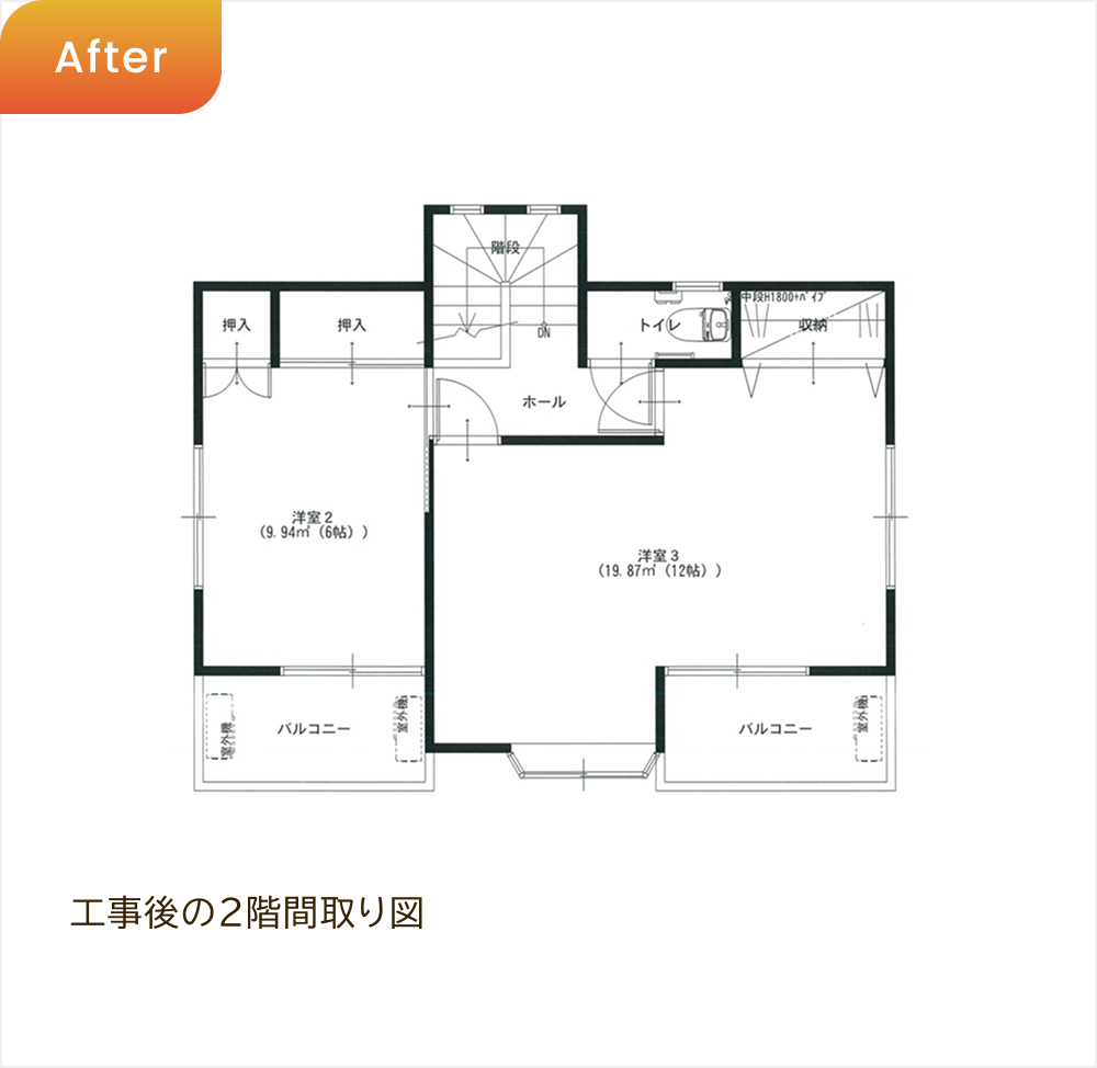 工事後の2階間取り図