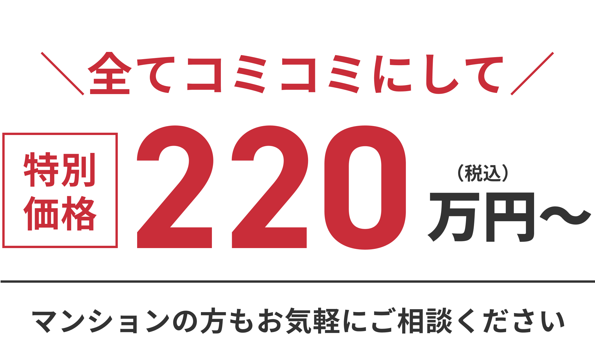 全てコミコミにして 220万円〜