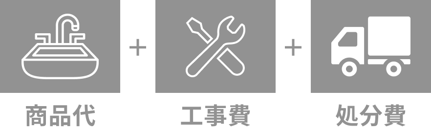 商品代+工事費+処分費